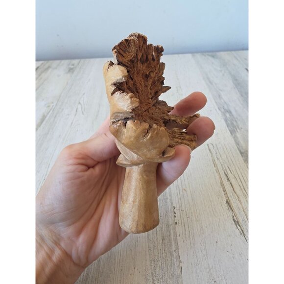 Vintage natural wood carving and anthromorphic African statue figuring decor - Picture 4 of 8